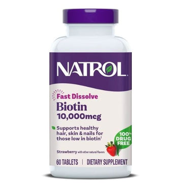 Biotin Fast Dissolve, 10000mcg, Strawberry, 60 tabs, Natrol