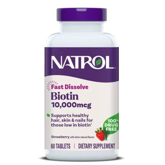 Biotin Fast Dissolve, 10000mcg, Strawberry, 60 tabs, Natrol