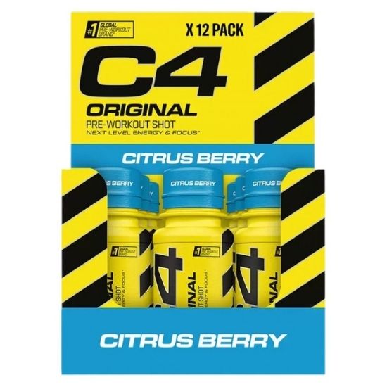 C4 Original Pre-Workout Shot, Citrus Berry, 12 x 60 ml, Cellucor