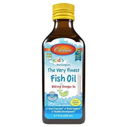 Kid's The Very Finest Fish Oil, 800mg, Natural Lemon, 200 ml, Carlson Labs