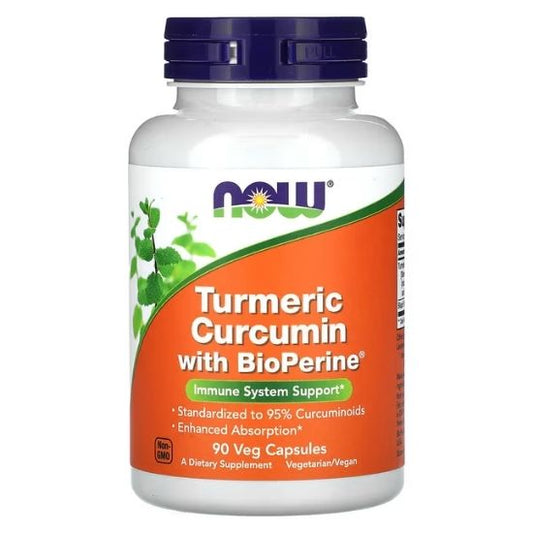 Turmeric Curcumin with BioPerine, 90 vcaps, NOW Foods - Vitax.ro