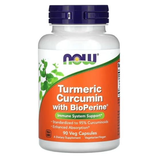Turmeric Curcumin with BioPerine, 90 vcaps, NOW Foods - Vitax.ro