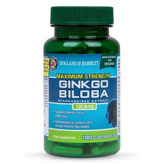 Maximum Strength Ginkgo Biloba, 120mg, 100 caps, Holland & Barrett
