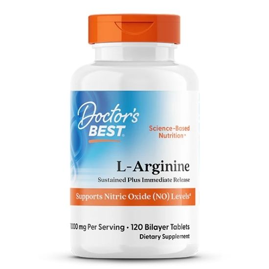 L-Arginine Sustained + Immediate Release, 1000 mg Per Serving, 120 tabs, Doctor's Best - Vitax.ro