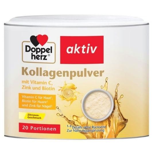 Kollagen Pudra cu Vitamina C, Zinc și Biotină, lamaie, 150g, Doppelherz