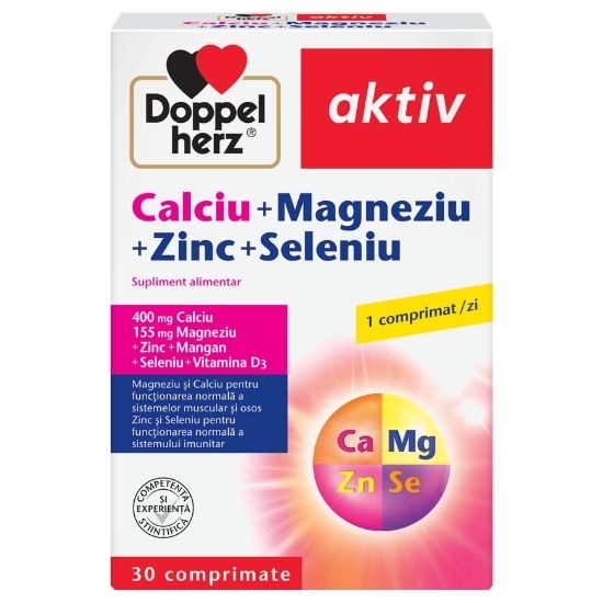 Calciu Magneziu Zinc Seleniu, 30 comprimate, Doppelherz - Vitax.ro
