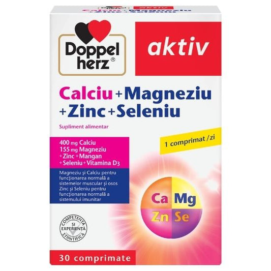 Calciu Magneziu Zinc Seleniu, 30 comprimate, Doppelherz - Vitax.ro