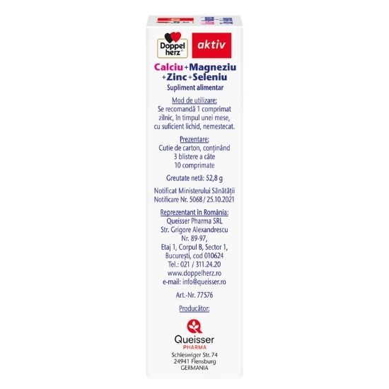 Calciu + Magneziu + Zinc + Seleniu, 30 + 10 comprimate, Doppelherz - Vitax.ro