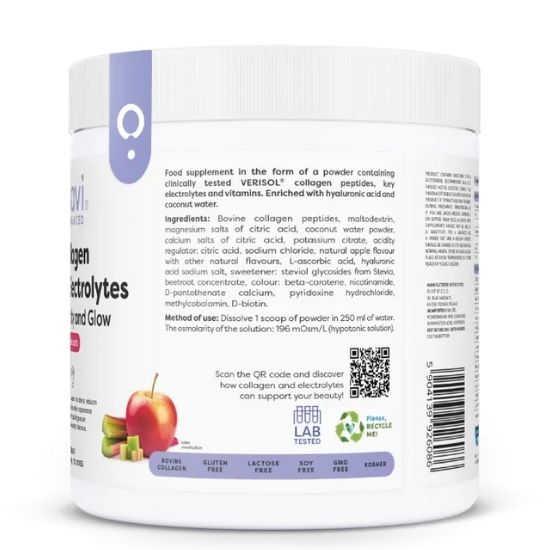 Collagen Electrolytes Vitality and Glow, Apple & Rhubarb, 300g, Osavi - Vitax.ro