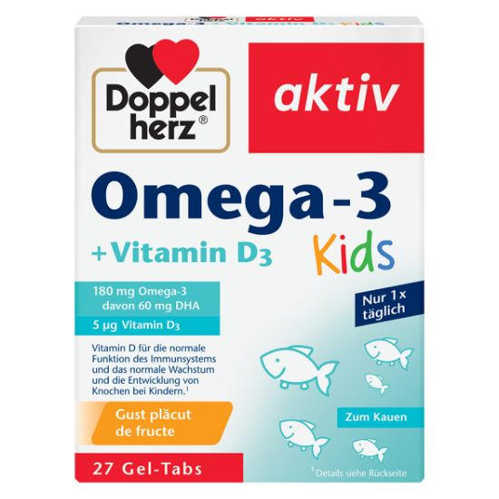 Omega-3 + Vitamina D Kids, 27 comprimate masticabile, Doppelherz | Vitax.ro