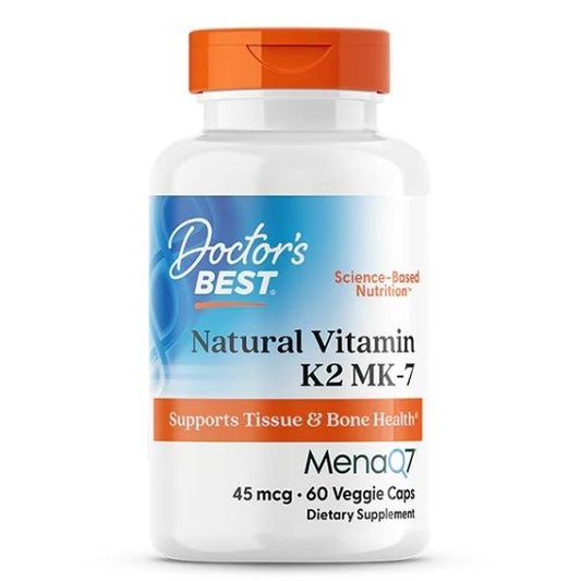 Natural Vitamin K2 MK7 cu MenaQ7, 45mcg, 60 vcaps, Doctor's Best - Vitax.ro