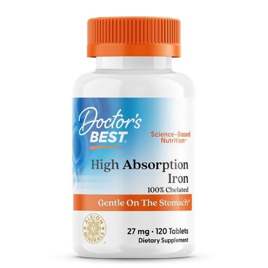High Absorption Iron with Ferrochel, 27mg, 120 tabs, Doctor's Best - Vitax.ro