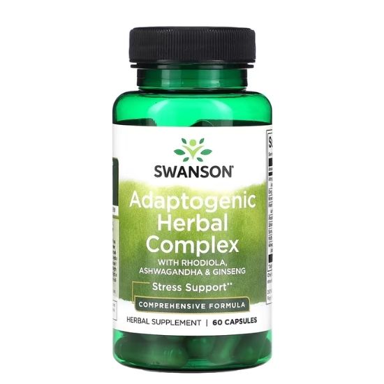 Adaptogenic Herbal Complex with Rhodiola, Ashwagandha & Ginseng, 60 caps, Swanson - Vitax.ro