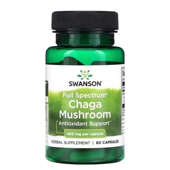 Full Spectrum Chaga Mushroom, 400mg, 60 caps, Swanson - Vitax.ro