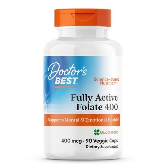 Fully Active Folate 400 with Quatrefolic, 400mcg, 90 vcaps, Doctor's Best - Vitax.ro