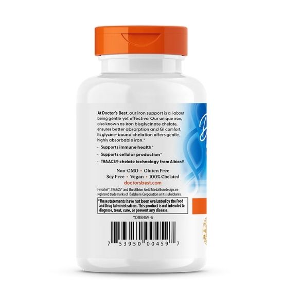 High Absorption Iron with Ferrochel, 27mg, 120 tabs, Doctor's Best - Vitax.ro