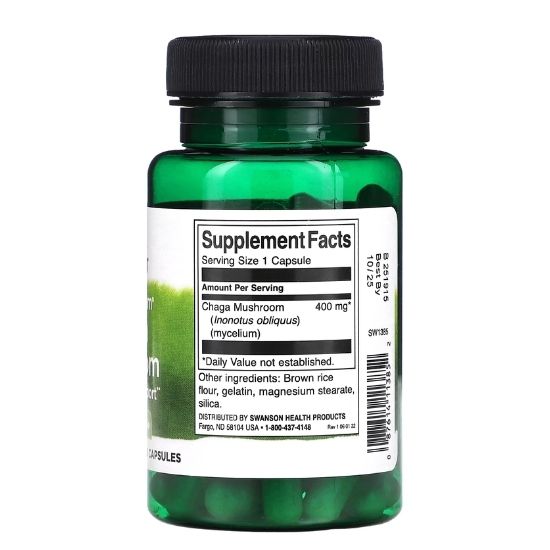 Full Spectrum Chaga Mushroom, 400mg, 60 caps, Swanson - Vitax.ro