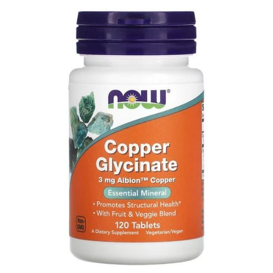 Copper Glycinate, 120 tabs, NOW Foods - Vitax.ro