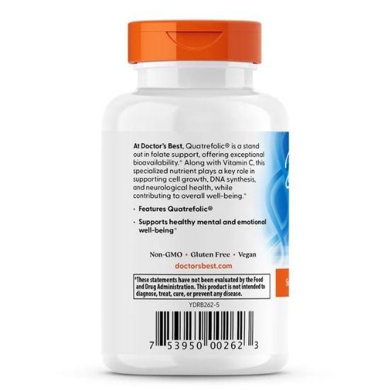 Fully Active Folate 400 with Quatrefolic, 400mcg, 90 vcaps, Doctor's Best - Vitax.ro