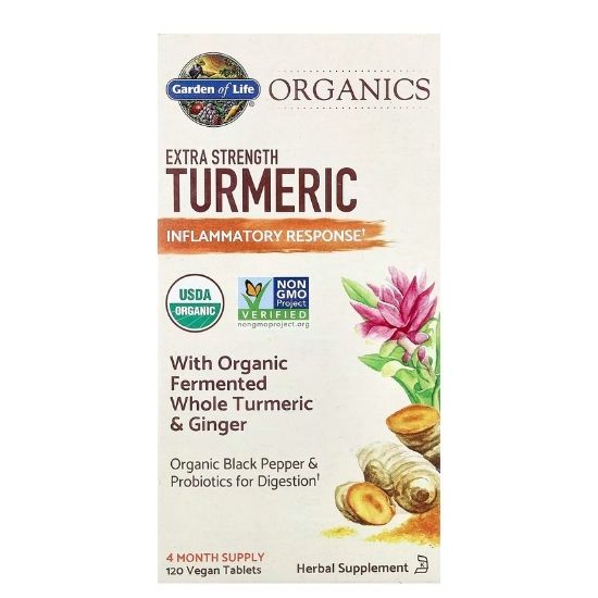 Mykind Organics Extra Strength Turmeric, 120 vegan tabs, Garden of Life - Vitax.ro