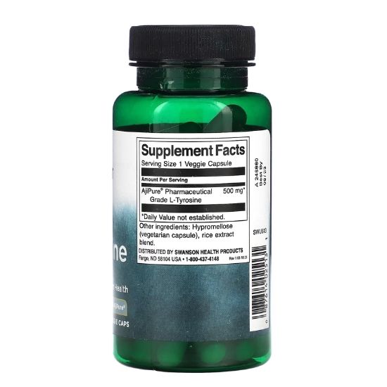 L-Tyrosine, 500mg, 60 vcaps, Swanson - Vitax.ro