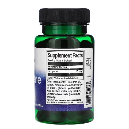 Lycopene, 10mg, 120 softgels, Swanson - Vitax.ro