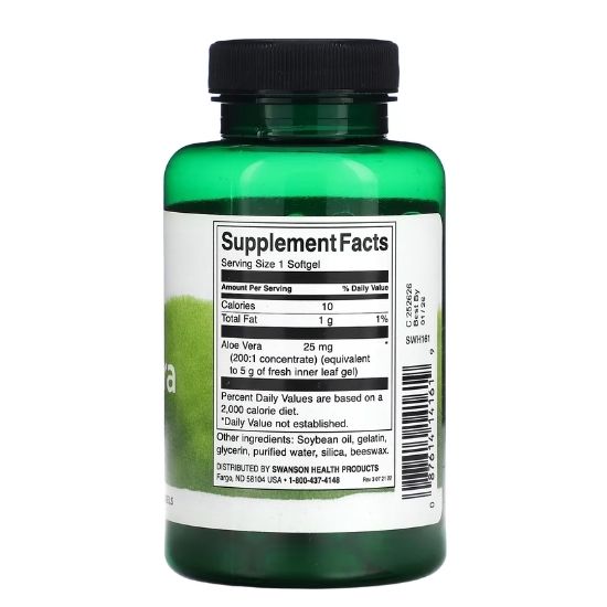 Aloe Vera, 25mg, 100 softgels, Swanson - Vitax.ro