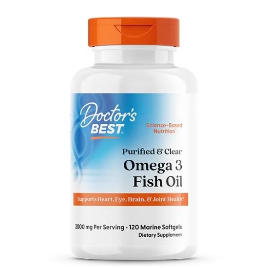 Purified & Clear Omega 3 Fish Oil, 1000mg, 120 marine softgels, Doctor's Best - Vitax.ro