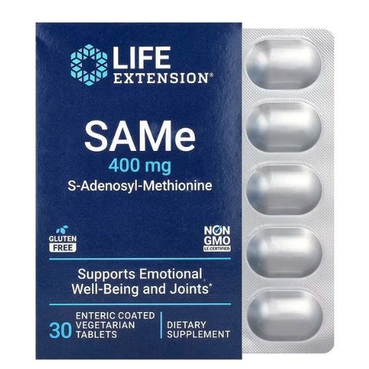 SAMe S-Adenosyl-Methionine, 400mg, 30 enteric coated tabs, Life Extension - Vitax.ro