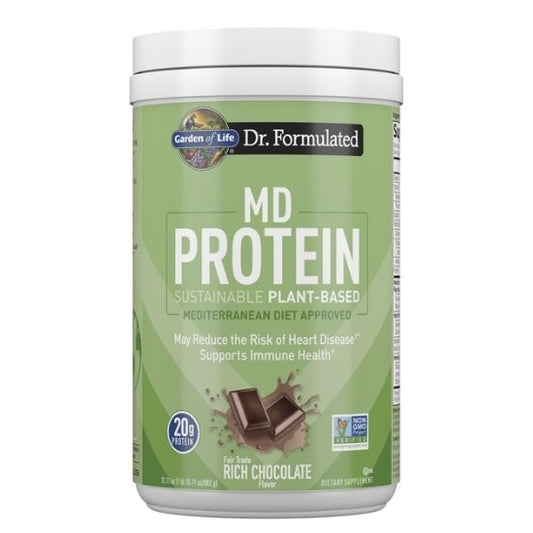 Dr. Formulated MD Protein Sustainable Plant-Based Powder, Rich Chocolate, 882g, Garden of Life - Vitax.ro