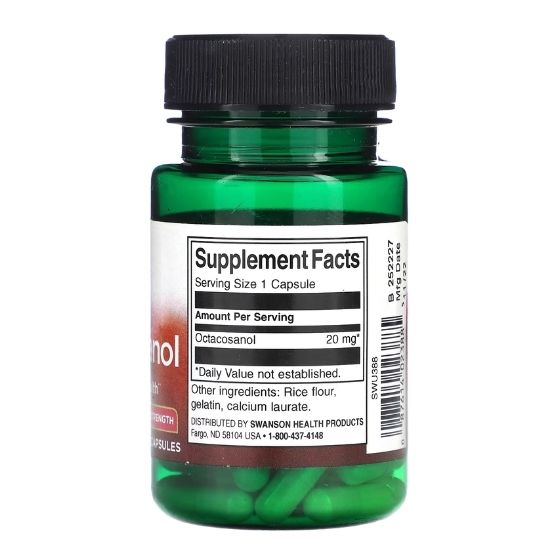 Octacosanol, Maximum-Strength 20mg, 30 caps, Swanson - Vitax.ro