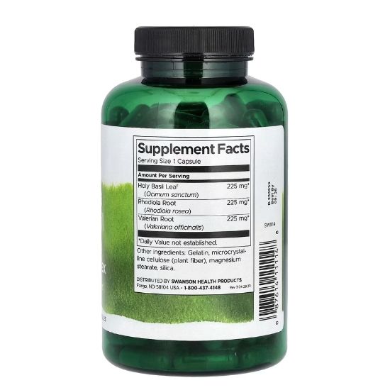 Rhodiola Holy Basil Valerian Stress Complex, 180 caps, Swanson - Vitax.ro