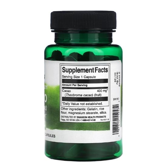 Full Spectrum Cacao (Raw Cocoa), 400mg, 60 caps, Swanson - Vitax.ro