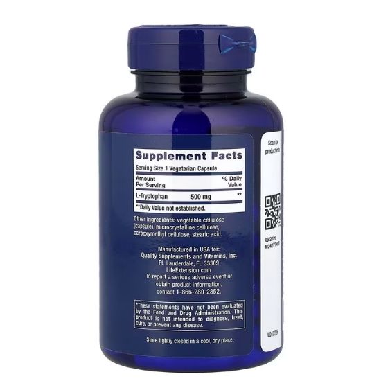 L-Tryptophan, 500mg, 90 vcaps, Life Extension - Vitax.ro