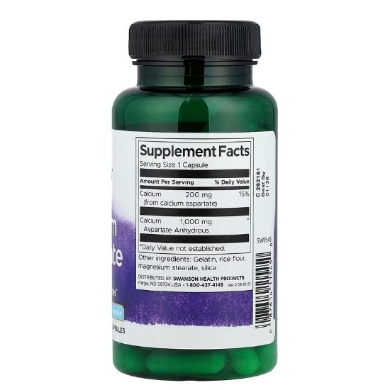 Calcium Aspartate, 200mg Elemental Calcium, 60 caps, Swanson - Vitax.ro