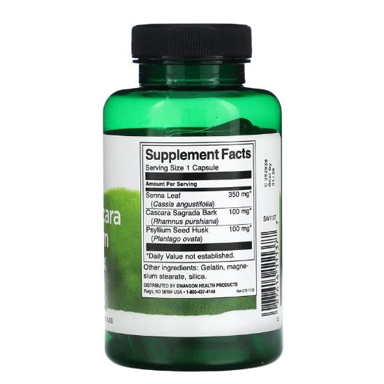 Senna Psyllium Cascara Complex, 90 caps, Swanson - Vitax.ro