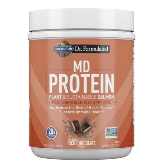 Dr. Formulated MD Protein Plant & Sustainable Salmon Powder, Rich Chocolate, 686g, Garden of Life - Vitax.ro