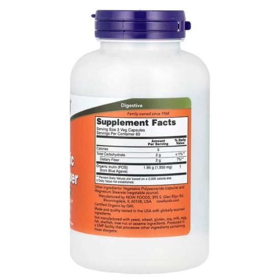 Prebiotic Inulin Fiber, 180 vcaps, NOW Foods - Vitax.ro