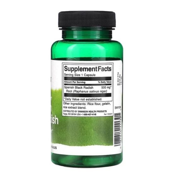 Full Spectrum Spanish Black Radish, 500mg, 60 caps, Swanson - Vitax.ro