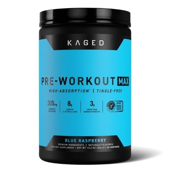 Pre-Workout Max, Blue Raspberry, 350g, Kaged Muscle