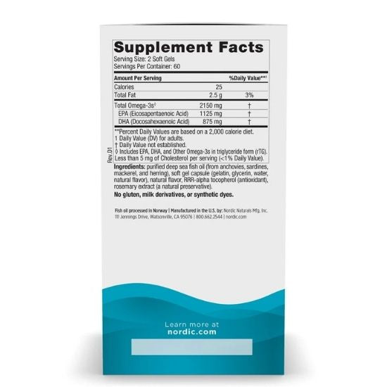 Ultimate Omega 2X Fish Oil, 2150mg Lemon, 120 softgels, Nordic Naturals - Vitax.ro