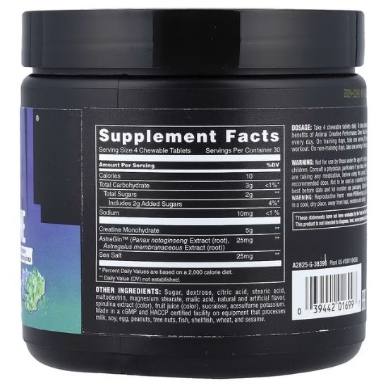 Animal Creatine Chews, Candy Crush'd, 120 chewable tablets, Universal Nutrition - Vitax.ro
