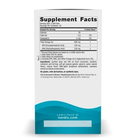 Omega-3, 690mg Lemon, 60 softgels, Nordic Naturals - Vitax.ro