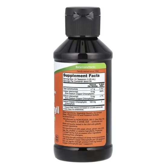 Extra Strength Liquid Chlorophyll, Mint, 118 ml, NOW Foods - Vitax.ro