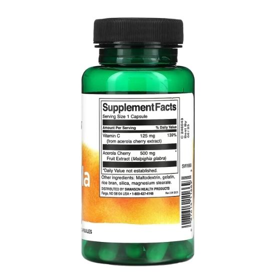 Acerola, 500mg, 60 caps, Swanson - Vitax.ro