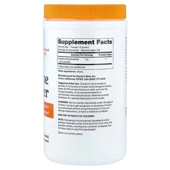 Creatine Powder, 500g, Doctor's Best - Vitax.ro