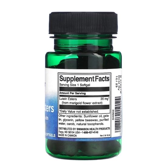 Lutein Esters, 20mg, 60 softgels, Swanson - Vitax.ro