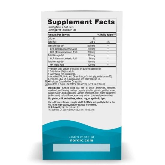 Complete Omega Xtra, 1360mg, 60 softgels, Nordic Naturals - Vitax.ro