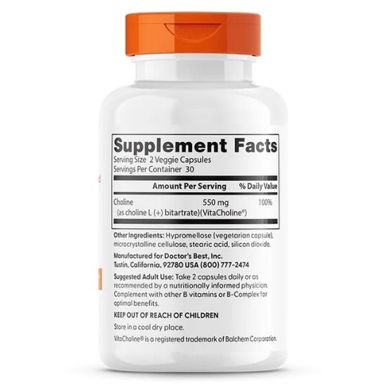 Choline L-Bitartrate, 550mg, 60 vcaps, Doctor's Best | Vitax.ro