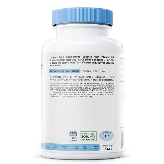 Vitamin D3, 2000IU, 120 softgels, Osavi - Vitax.ro